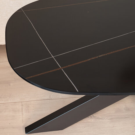 Lizzely Garden & Living Salontafel deens ovaal 120cm Elif marmerlook zwart Lizzely Garden & Living Salontafel deens ovaal 120cm Elif marmerlook zwart