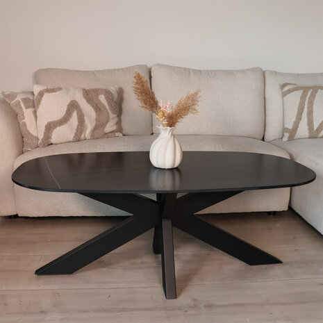 Lizzely Garden & Living Salontafel deens ovaal 120cm Elif marmerlook zwart Lizzely Garden & Living Salontafel deens ovaal 120cm Elif marmerlook zwart