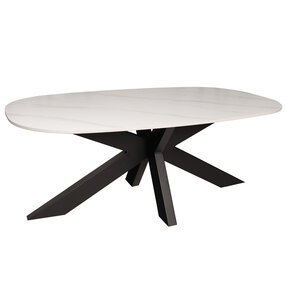 Lizzely Garden & Living Salontafel deens ovaal marmerlook wit steen 120cm Elif