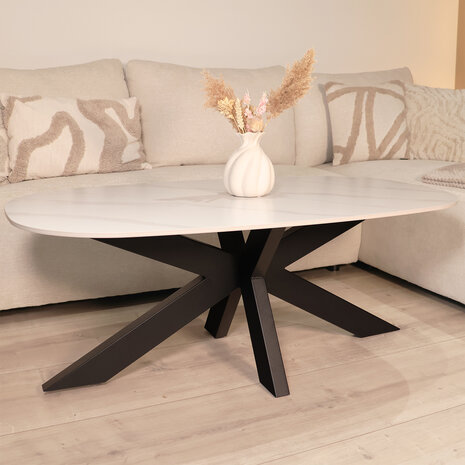 Lizzely Garden & Living Salontafel deens ovaal 120cm Elif marmerlook wit Lizzely Garden & Living Salontafel deens ovaal 120cm Elif marmerlook wit