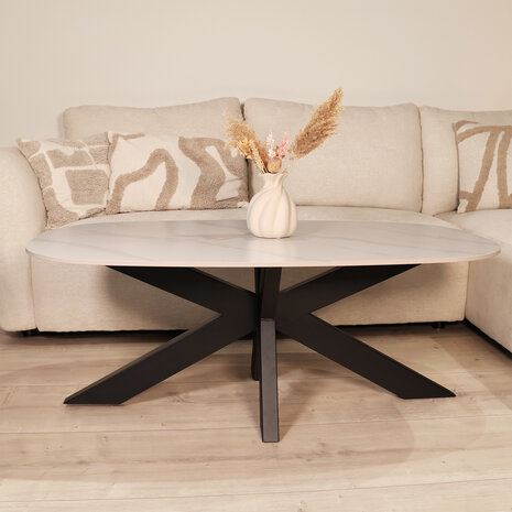 Lizzely Garden & Living Salontafel deens ovaal 120cm Elif marmerlook wit Lizzely Garden & Living Salontafel deens ovaal 120cm Elif marmerlook wit