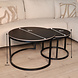 Lizzely Garden & Living Salontafel rond 2delig marmerlook Bero zwart side table steen bijzettafel Lizzely Garden & Living Salontafel rond 2delig marmerlook Bero zwart side table steen bijzettafel