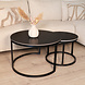 Lizzely Garden & Living Salontafel rond 2delig marmerlook Bero zwart side table steen bijzettafel Lizzely Garden & Living Salontafel rond 2delig marmerlook Bero zwart side table steen bijzettafel
