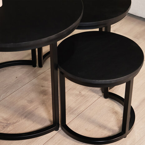 Lizzely Garden & Living Salontafel 3delig mangohout zwart Jaell industrieel massief hout duurzaam mango Lizzely Garden & Living Salontafel 3delig mangohout zwart Jaell industrieel massief hout duurzaam mango