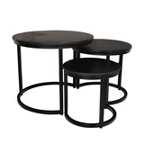 Lizzely Garden & Living Salontafel 3delig mangohout zwart Jaell industrieel massief hout duurzaam mango