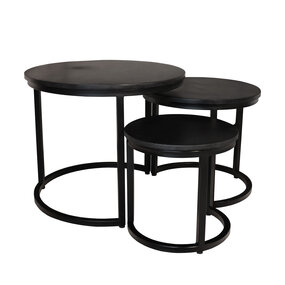 Lizzely Garden & Living Salontafel 3delig mangohout zwart Jaell industrieel massief hout duurzaam mango Lizzely Garden & Living Salontafel 3delig mangohout zwart Jaell industrieel massief hout duurzaam mango