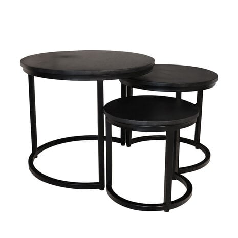 Lizzely Garden & Living Salontafel 3delig mangohout zwart Jaell industrieel massief hout duurzaam mango Lizzely Garden & Living Salontafel 3delig mangohout zwart Jaell industrieel massief hout duurzaam mango