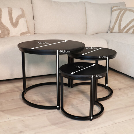 Lizzely Garden & Living Salontafel 3delig mangohout zwart Jaell industrieel massief hout duurzaam mango Lizzely Garden & Living Salontafel 3delig mangohout zwart Jaell industrieel massief hout duurzaam mango