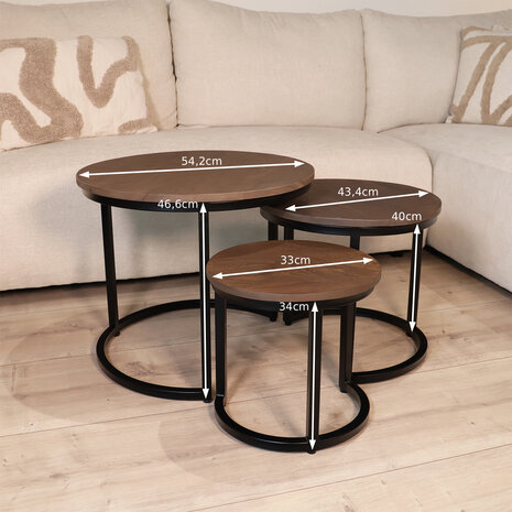 Lizzely Garden & Living Salontafel 3delig mangohout Jaell walnoot bruin industrieel duurzaam massief hout massief hout mango Lizzely Garden & Living Salontafel 3delig mangohout Jaell walnoot bruin industrieel duurzaam massief hout massief hout mango