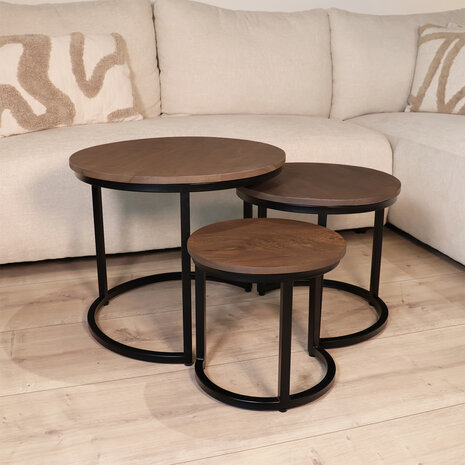 Lizzely Garden & Living Salontafel 3delig mangohout Jaell walnoot bruin industrieel duurzaam massief hout massief hout mango Lizzely Garden & Living Salontafel 3delig mangohout Jaell walnoot bruin industrieel duurzaam massief hout massief hout mango