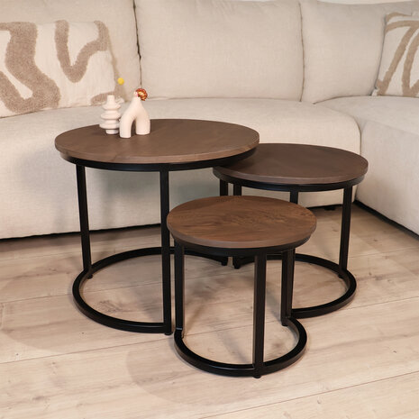 Lizzely Garden & Living Salontafel 3delig mangohout Jaell walnoot bruin industrieel duurzaam massief hout massief hout mango Lizzely Garden & Living Salontafel 3delig mangohout Jaell walnoot bruin industrieel duurzaam massief hout massief hout mango