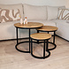 Lizzely Garden & Living Salontafel rond 3delig lichtbruin mangohout Jaell