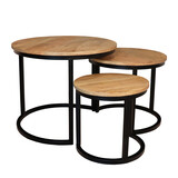 Lizzely Garden & Living Salontafel rond 3delig lichtbruin mangohout Jaell