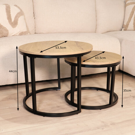 Lizzely Garden & Living Salontafel rond 2delig lichtbruin MDF Rutger Lizzely Garden & Living Salontafel rond 2delig lichtbruin MDF Rutger