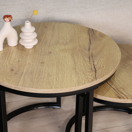 Lizzely Garden & Living Salontafel rond 2delig lichtbruin MDF Rutger Lizzely Garden & Living Salontafel rond 2delig lichtbruin MDF Rutger