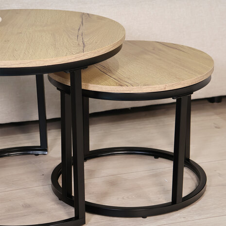 Lizzely Garden & Living Salontafel rond 2delig lichtbruin MDF Rutger Lizzely Garden & Living Salontafel rond 2delig lichtbruin MDF Rutger
