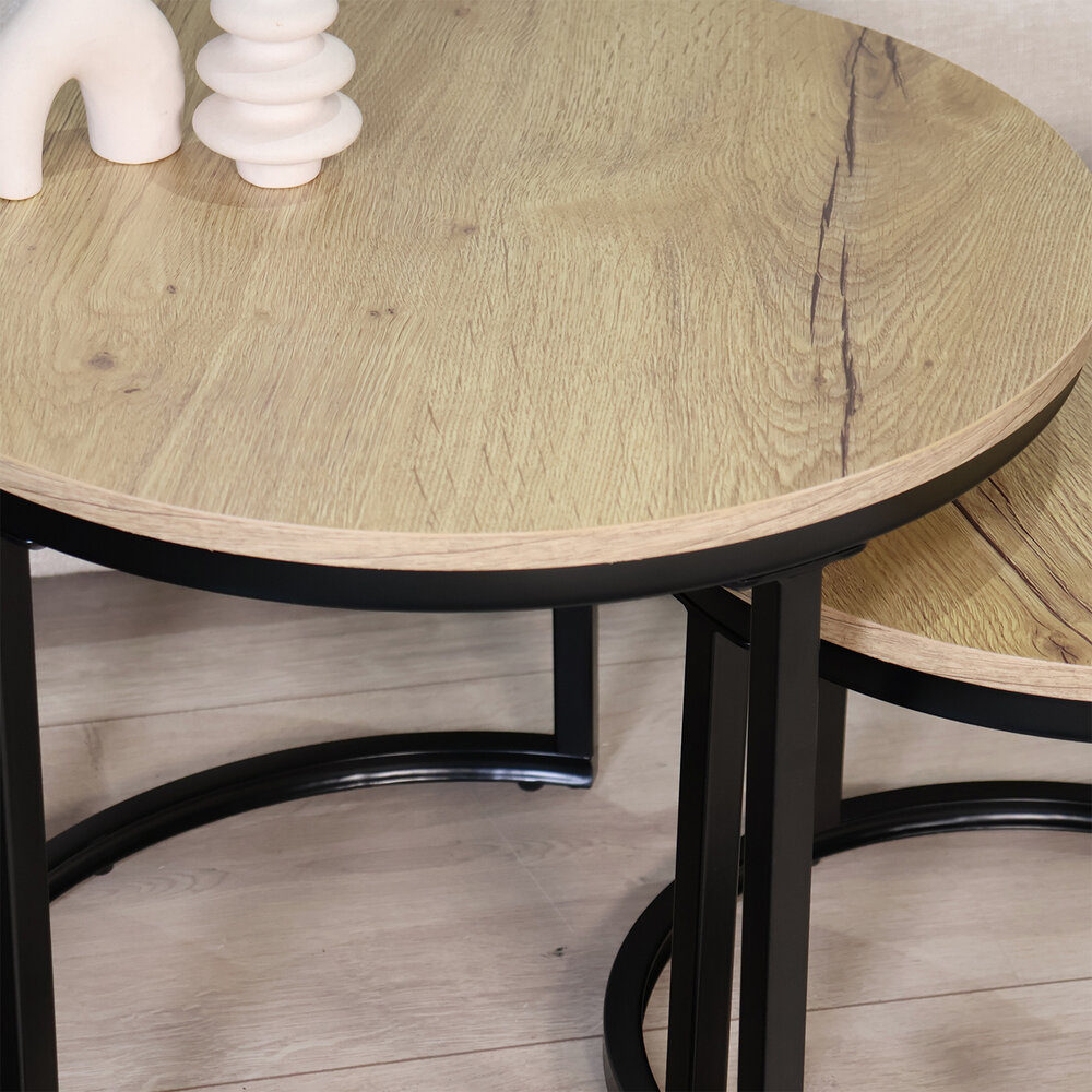 Salontafel rond 2delig lichtbruin MDF Rutger Salontafel rond 2delig lichtbruin MDF Rutger