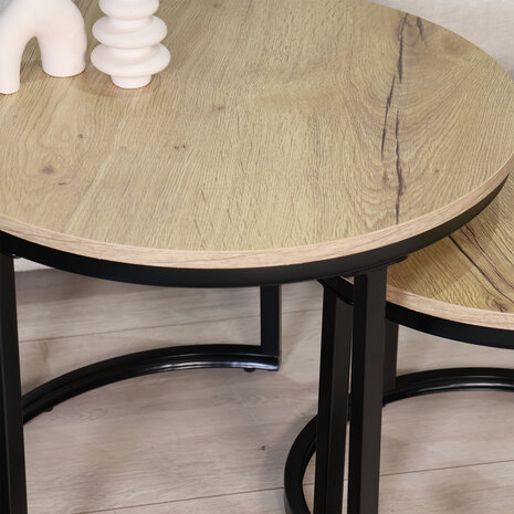 Lizzely Garden & Living Salontafel rond 2delig lichtbruin MDF Rutger Lizzely Garden & Living Salontafel rond 2delig lichtbruin MDF Rutger