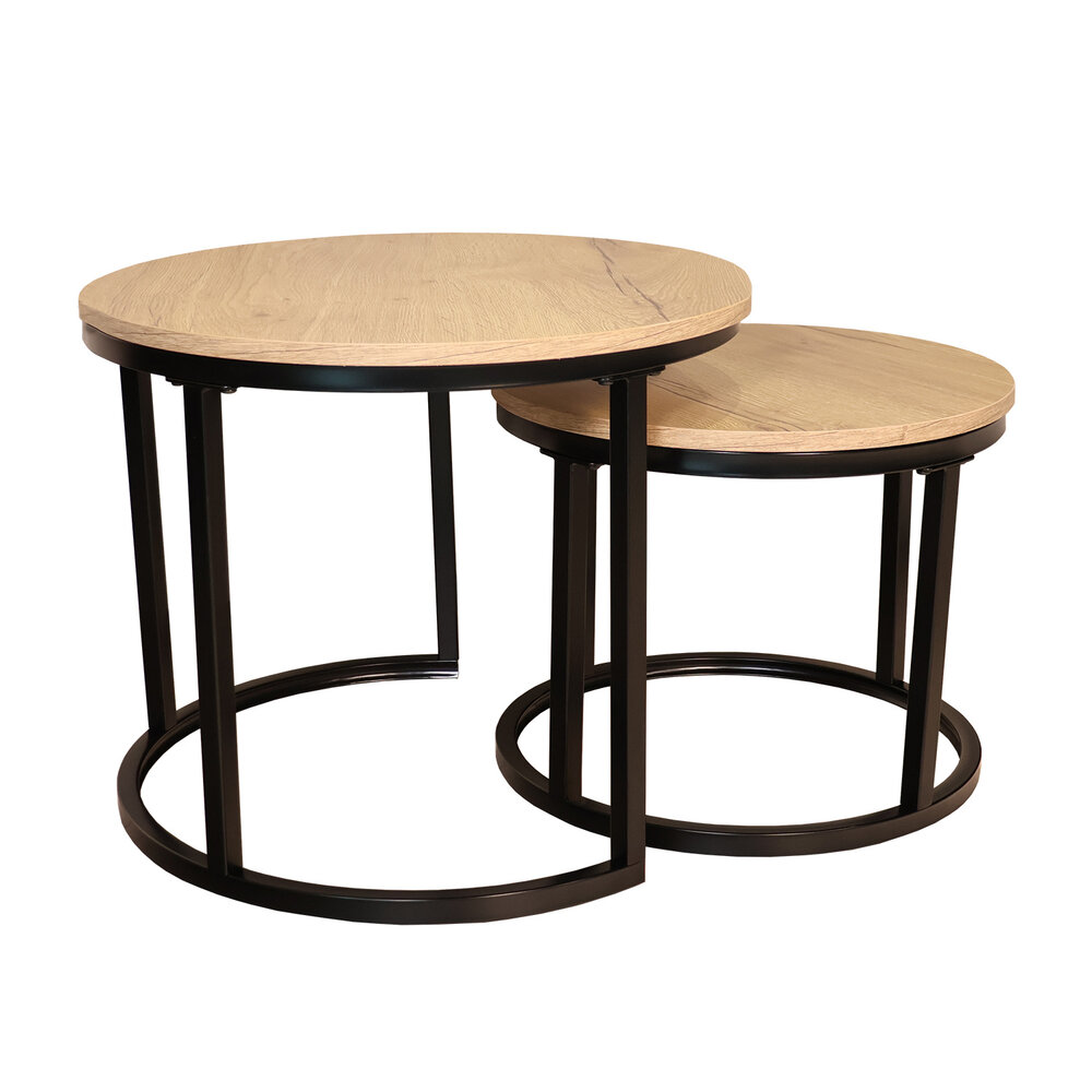 Salontafel rond 2delig lichtbruin MDF Rutger Salontafel rond 2delig lichtbruin MDF Rutger