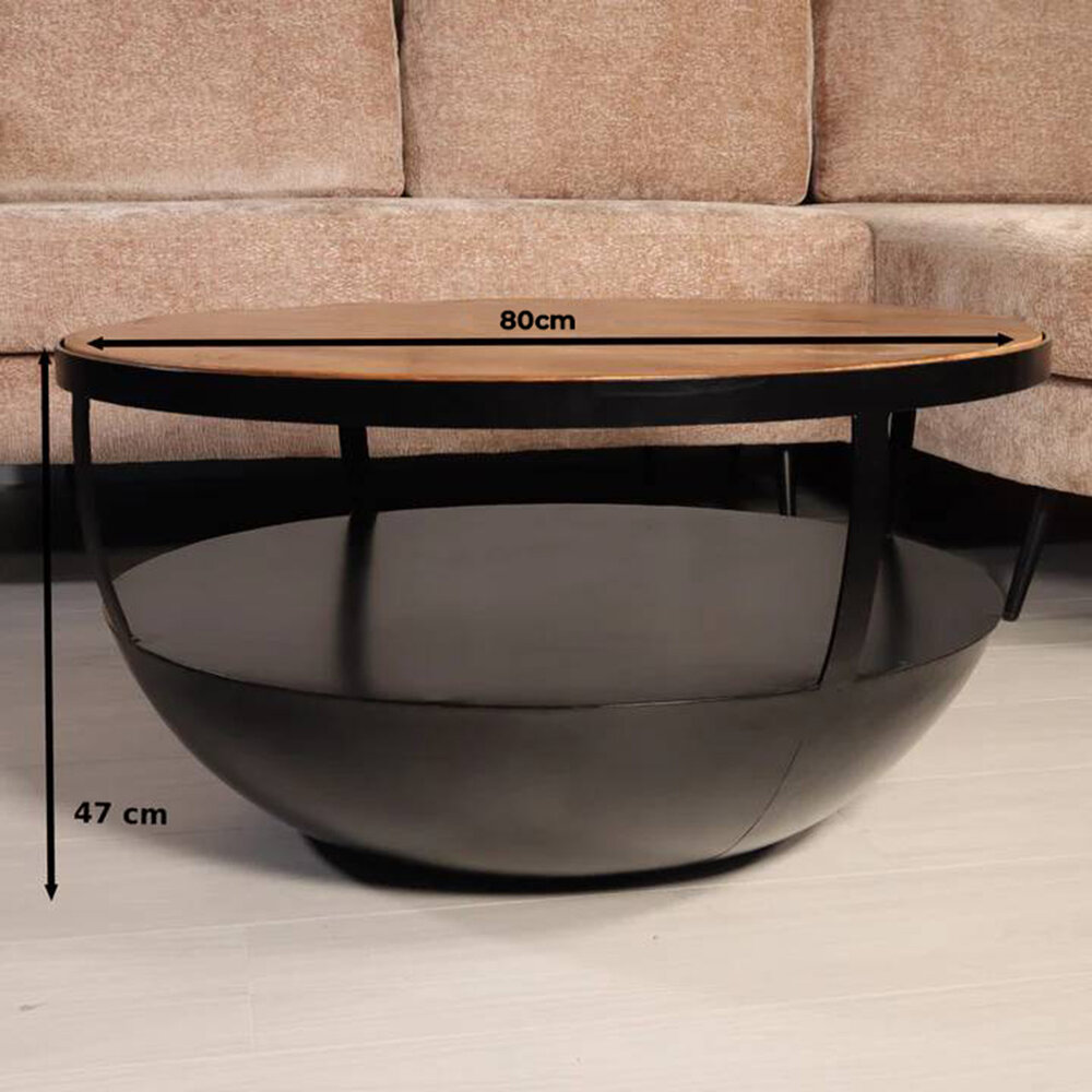Salontafel rond mangohout Luca industrieel massief hout Salontafel rond mangohout Luca industrieel massief hout