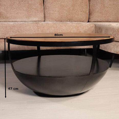 Lizzely Garden & Living Salontafel rond mangohout Luca industrieel massief hout Lizzely Garden & Living Salontafel rond mangohout Luca industrieel massief hout