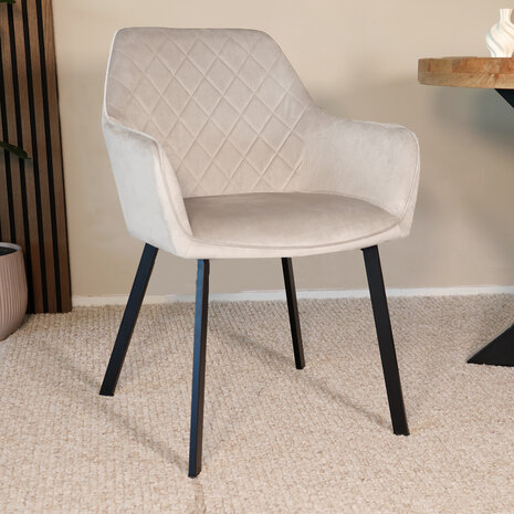 Lizzely Garden & Living Eetkamerstoel met armleuning Yurgan velvet taupe Lizzely Garden & Living Eetkamerstoel met armleuning Yurgan velvet taupe