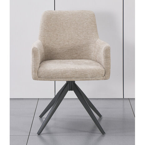 Lizzely Garden & Living Eetkamerstoel draaibaar met armleuning Nola taupe