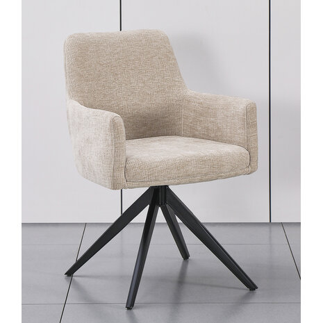 Lizzely Garden & Living Eetkamerstoel draaibaar met armleuning Nola taupe