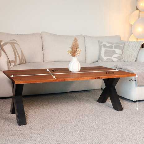 Lizzely Garden & Living Salontafel x poot mangohout 130cm Pato bruin