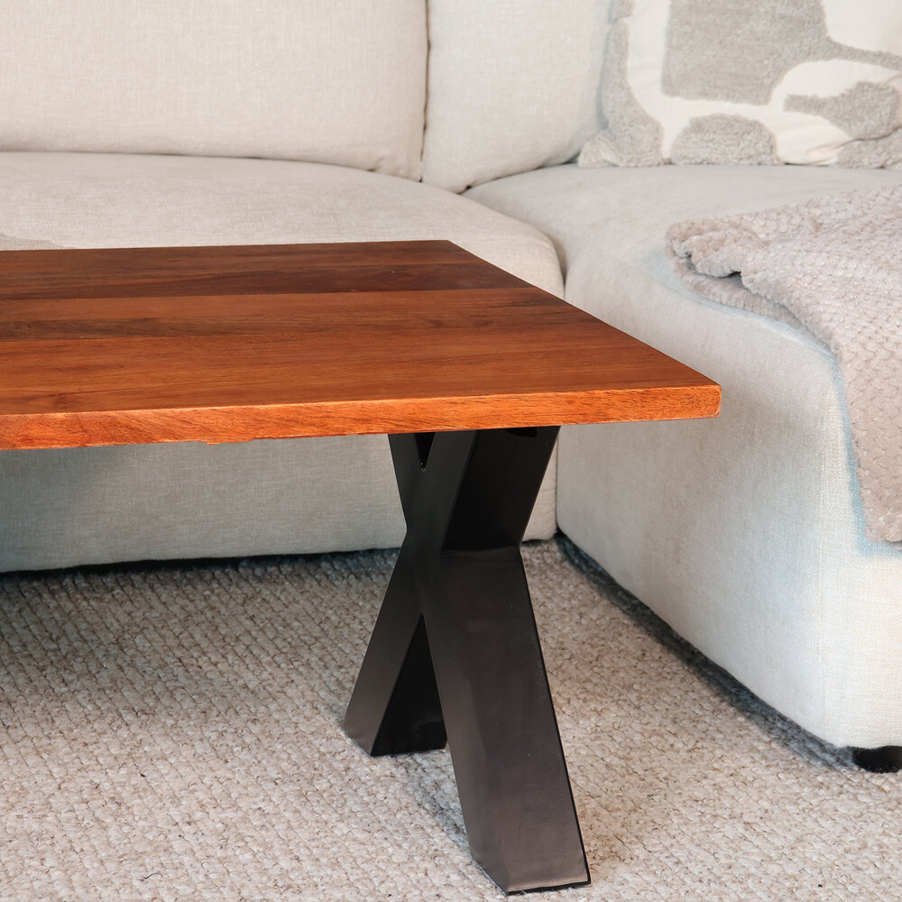 Salontafel x poot mangohout 130cm Pato bruin