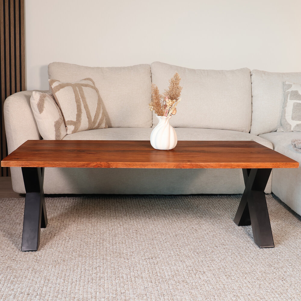 Salontafel x poot mangohout 130cm Pato bruin