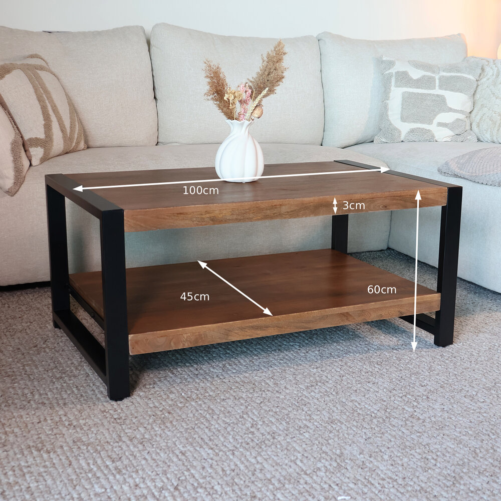 Salontafel 100cm Lotus mangohout walnoot Salontafel 100cm Lotus mangohout walnoot