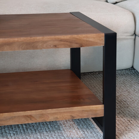 Lizzely Garden & Living Salontafel 100cm Lotus mangohout walnoot Lizzely Garden & Living Salontafel 100cm Lotus mangohout walnoot