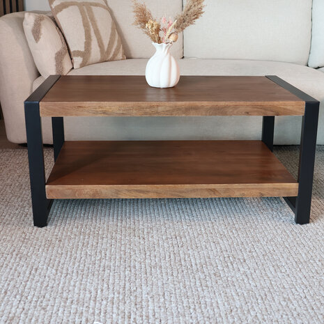 Lizzely Garden & Living Salontafel 100cm Lotus mangohout walnoot Lizzely Garden & Living Salontafel 100cm Lotus mangohout walnoot
