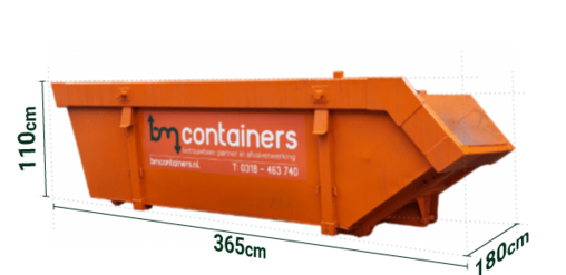 Afmetingen voor de container voor grondafval