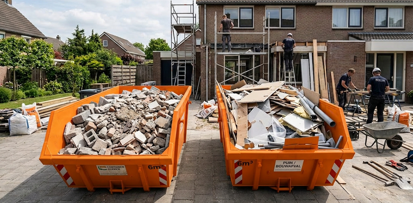 Wat is het verschil tussen een puincontainer en een bouwafval container?