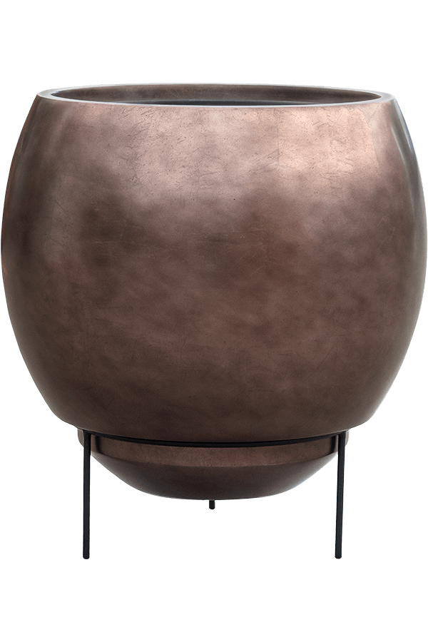 Baq Metallic Silver Leaf Globe Elevated Matt Coffee (mit Einlegeboden + Sockel)