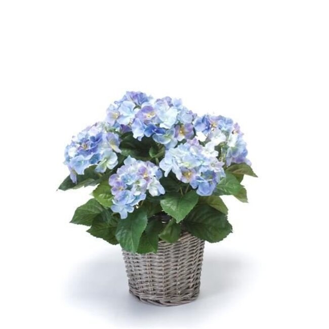 Hortensie blau im Korb Kunstpflanze