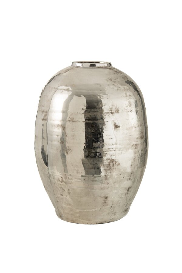 J-Line Vase Rund Arya - Metall - Silber - 57.00 cm hoch