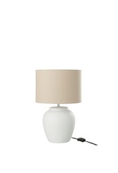 J-Line Lampe Meli + Schirm - Keramik - Leinen - weiß - klein