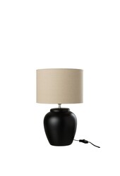 Lampe Meli + Schirm - Keramik - Leinen - Schwarz - klein