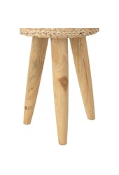 J-Line Hocker Rund - Holz/Wasserhyazinthe - natur