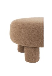 J-Line Hocker Rund Teddyfuss Bouclé Braun