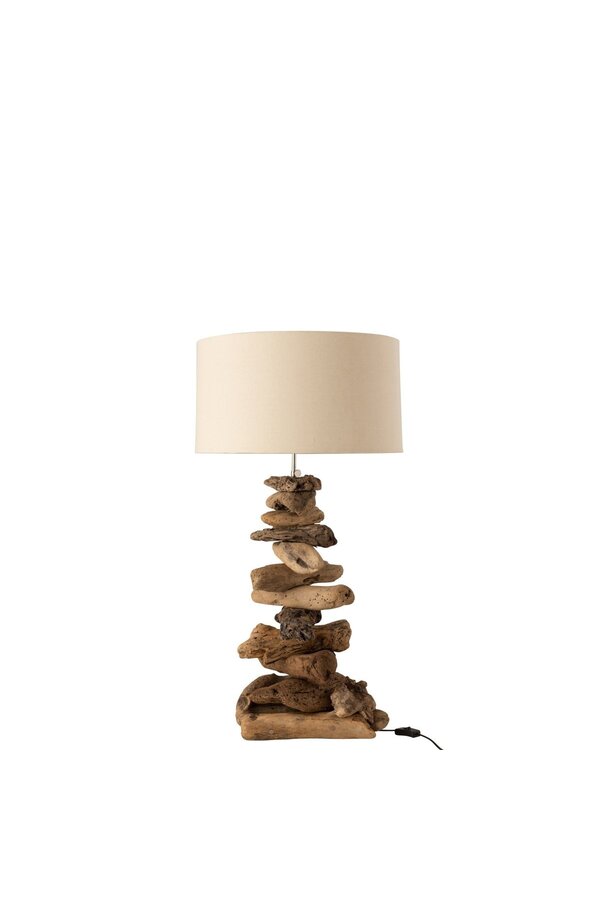 J-Line Lampe + Schirm - Holz - natur/beige - klein