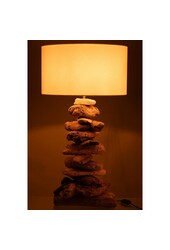 J-Line Lampe + Schirm - Holz - natur/beige - klein