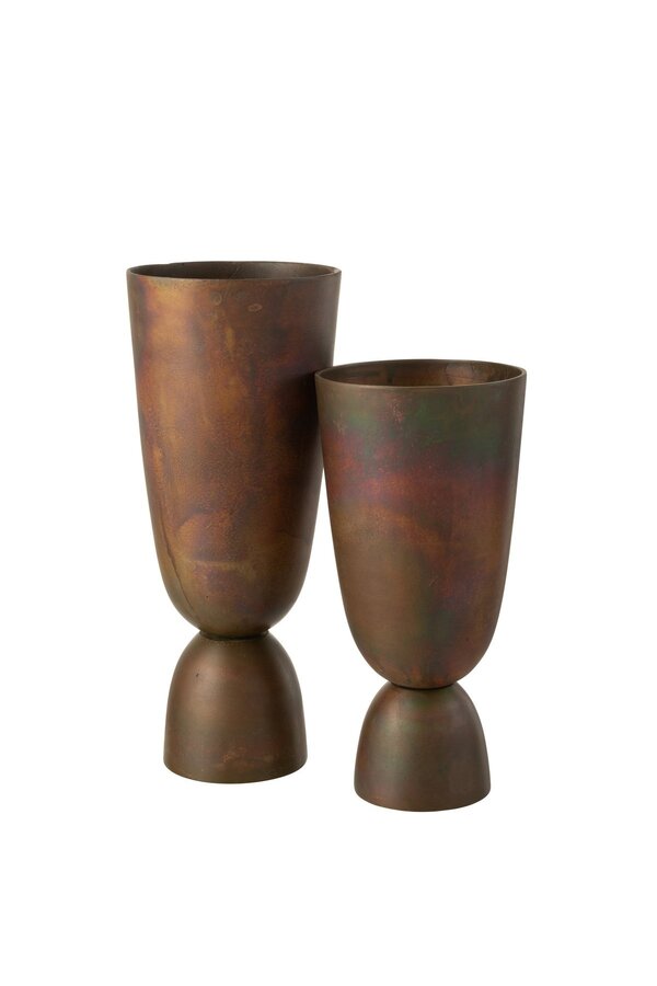 J-Line Vase Thor - Blumenvase - Aluminium - Bronze - groß - 49 cm