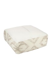 J-Line Pouf Quadratisch Ethnische Muster Wolle/Baumwolle Creme/Beige