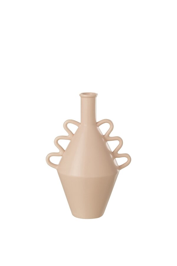 J-Line Vase Wavy Handle Dolomite - Keramik - rosa - groß