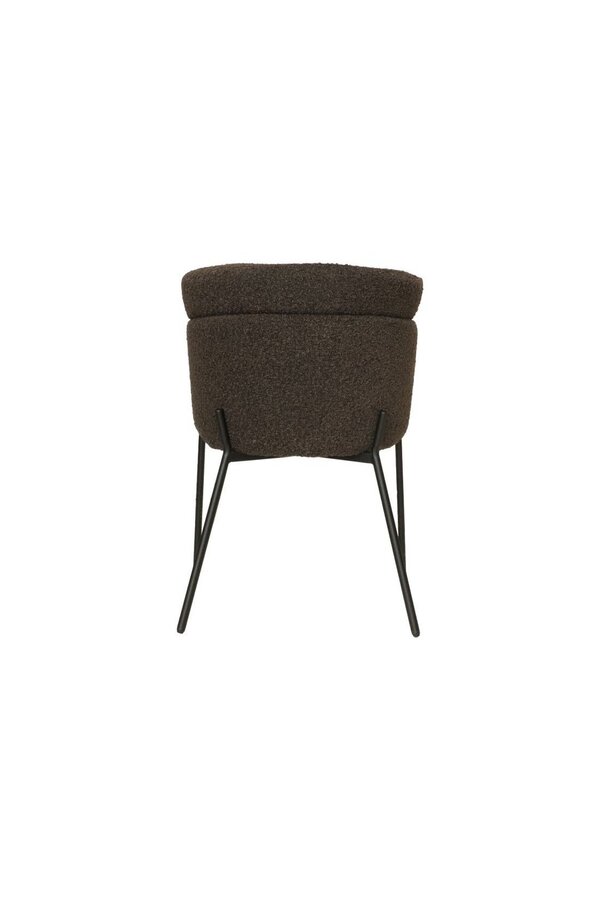 Esszimmerstuhl Luca 2er Set - 57x60x81 - Espresso/Schwarz - Teddy/Bouclé/Metall