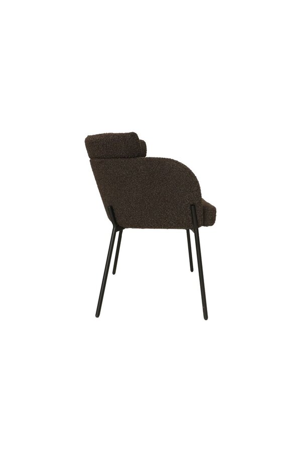 Esszimmerstuhl Luca 2er Set - 57x60x81 - Espresso/Schwarz - Teddy/Bouclé/Metall